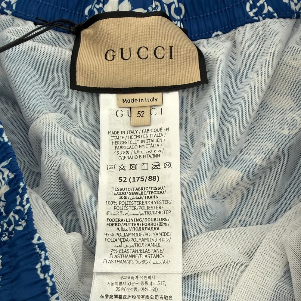 Gucci Men’s Equestrian Print Swim Trunks